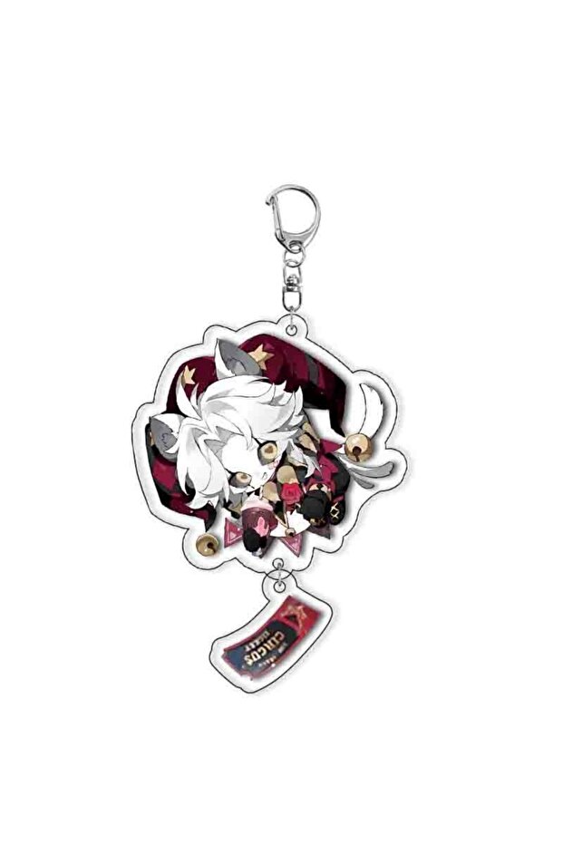 A Game The Freak Circus Pierrot Harlequin Cosplay Keychain Acrylic Joker Keyring Clown Key Chain Bac