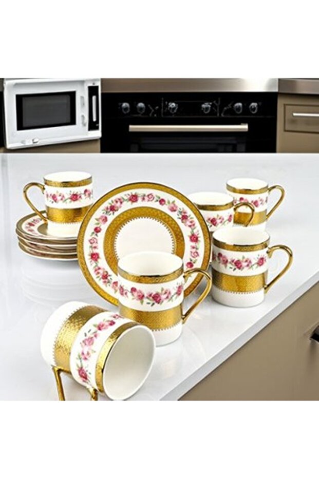 Harper 6-Person Porcelain Footed Coffee Cup Set - Rsy-243