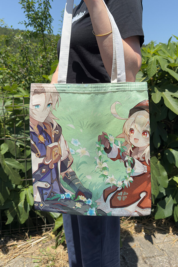 Albedo Genshin Impact V4 Double-Sided Canvas Print Tote Bag Anime Bag