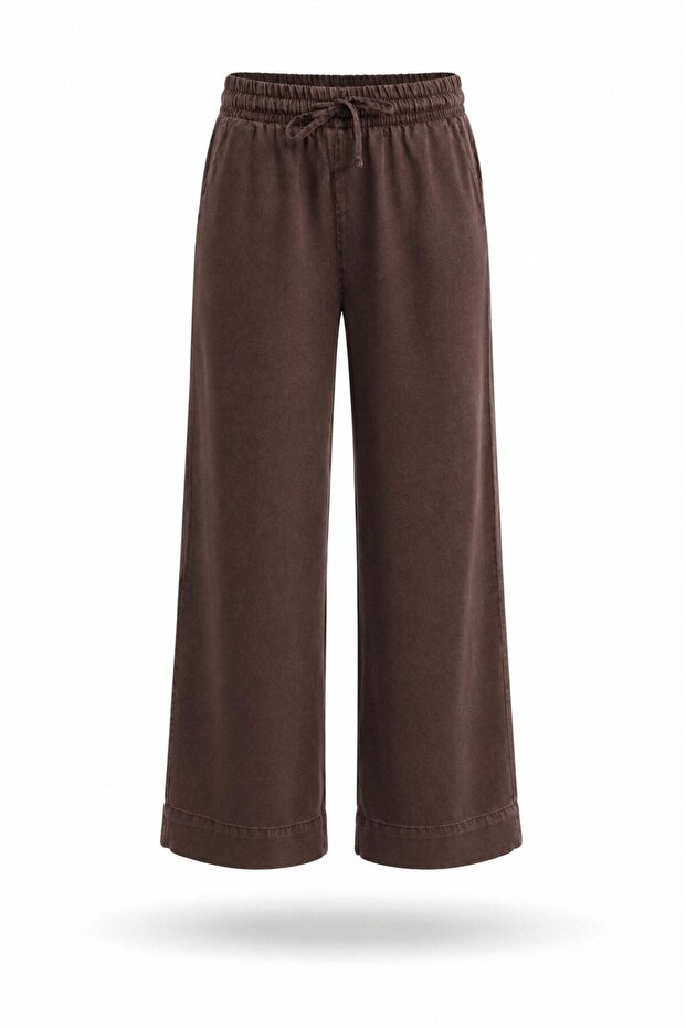 Brown Elastic Waist Trousers 00381