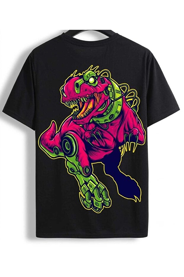 Unisex Black Anime and Pop Art Printed Oversize T-Shirt