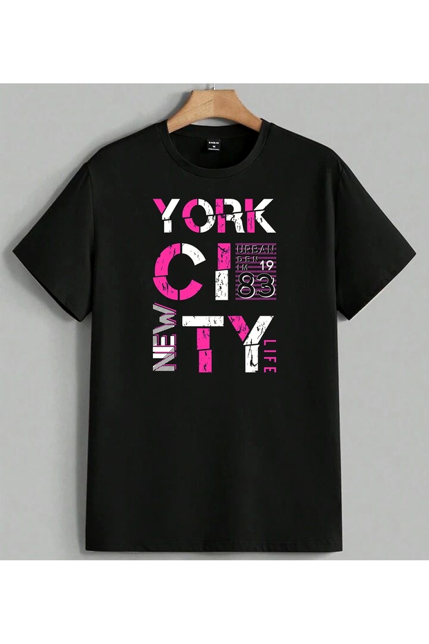 Urban Den Fusyon Design Printed Unisex Oversize T-Shirt Black