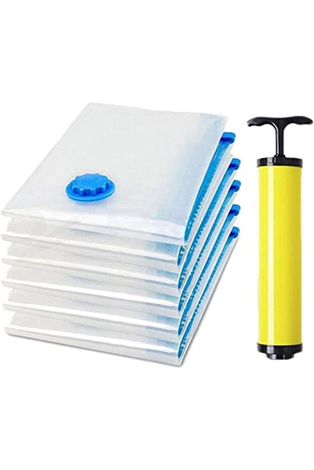 Vacuum Storage Bags Large 6 pack with Suction Pump, 70 x 100 cm Reusable