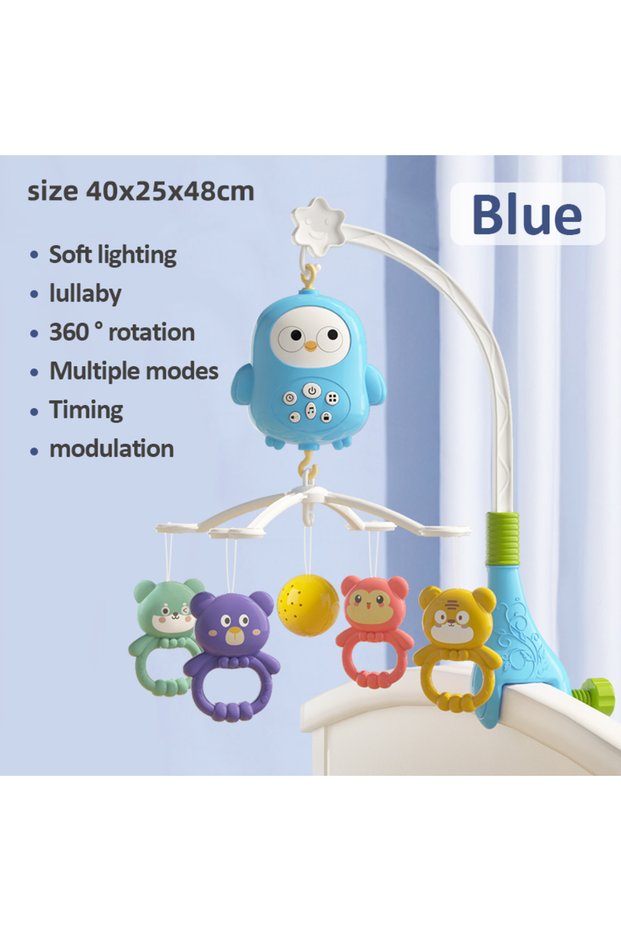 368-20 blue Baby Music Rotating Bed Bell Toy Cute Owl Shape Modern Baby Hanging Rattle Music Bedside
