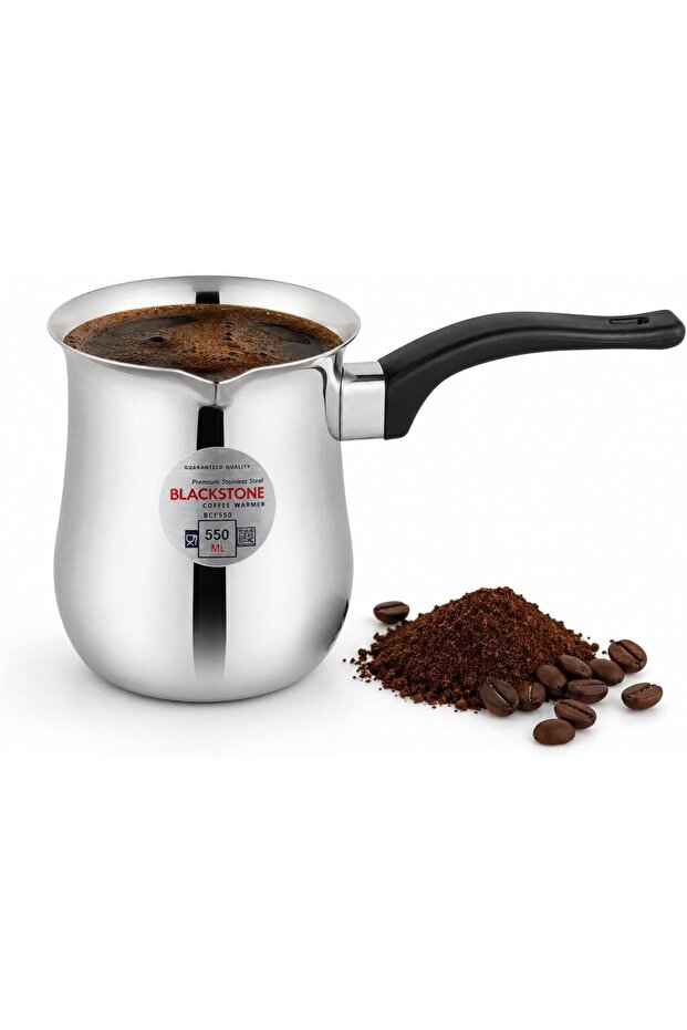 Stainless Steel Coffee Warmer Pot 550 ml with Pouring Spout and Heat-Resistant Handle for Turkish Coffee, Milk, Tea and Sauces