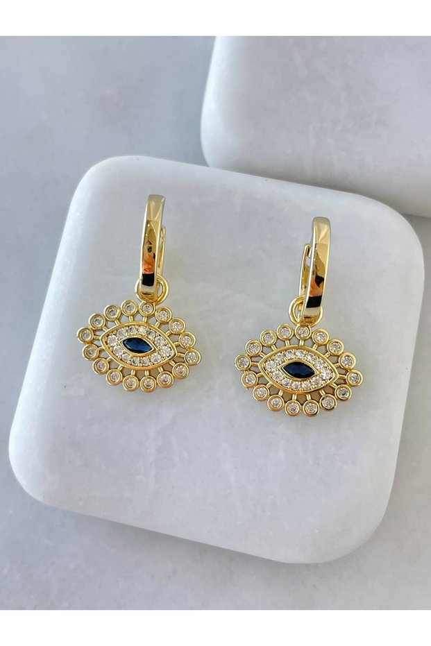 Eye Model Blue Stone Women's Gold Earrings Special Design Xuping Stamped Stainless Anti-Allergic Eye Model Women's Dangle Earrings