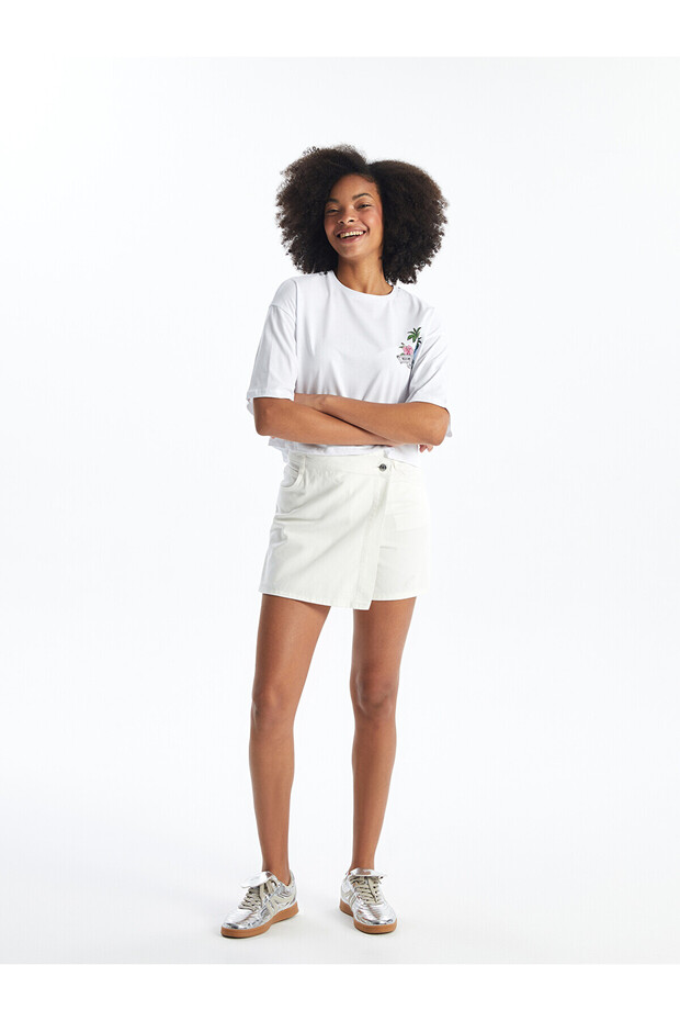 Trendlucky Women's Slim Fit Straight Jean Shorts Skirt with Difference