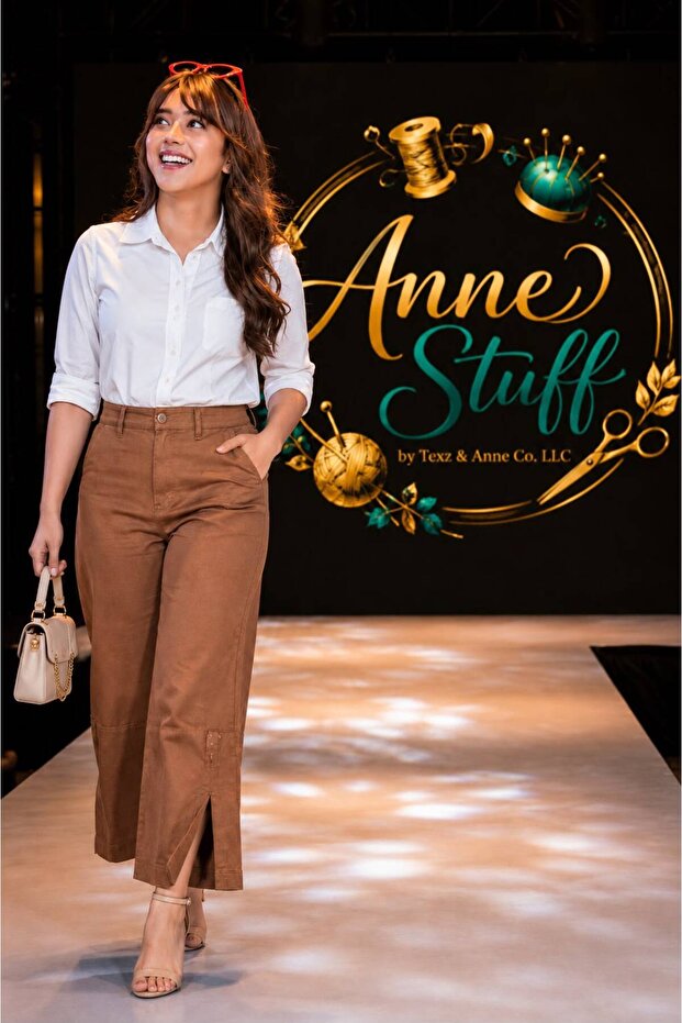 Premium Soft Denim Palazzo Pants with Slit