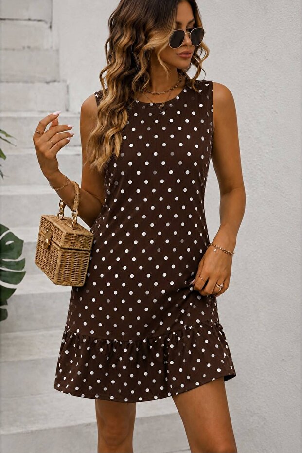 Women's Relaxed Fit Ruffled Crinkle Fabric Woven Dress