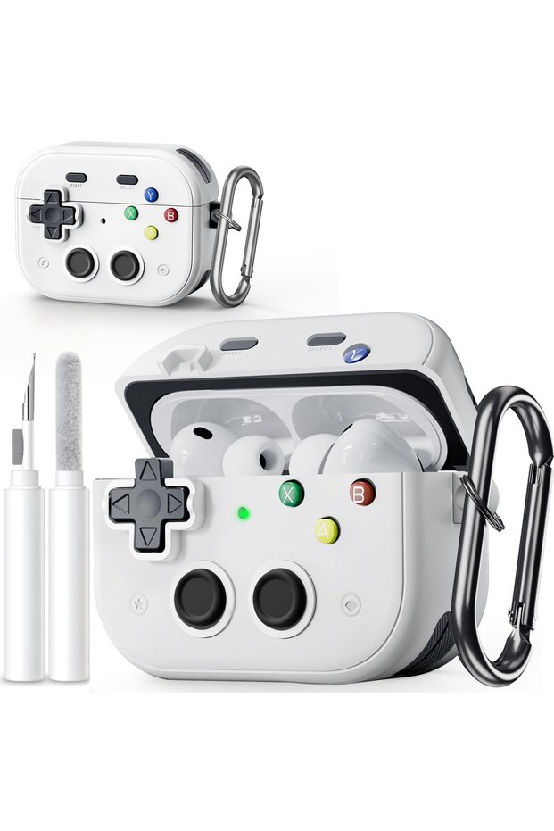 For AirPods Pro 3 White with Pen for Airpods Pro 3 Case Funny Hard Shell Game Design Shock-Proof Pro
