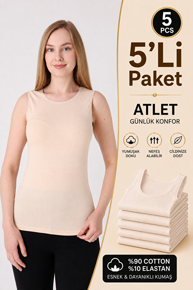 Women's 5-Pack Thick Strap Tank Tops - 90% Cotton