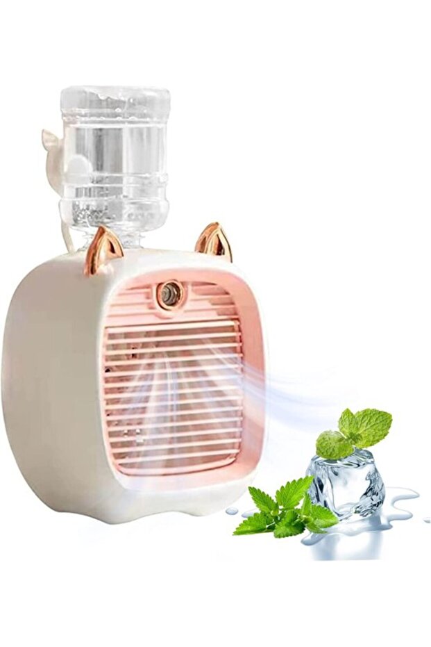 Compact Evaporative Air Cooler with 50ml Water Tank, USB-Powered Personal Desk Cooler, 3 Wind Speeds, Quiet Operation (Pink)