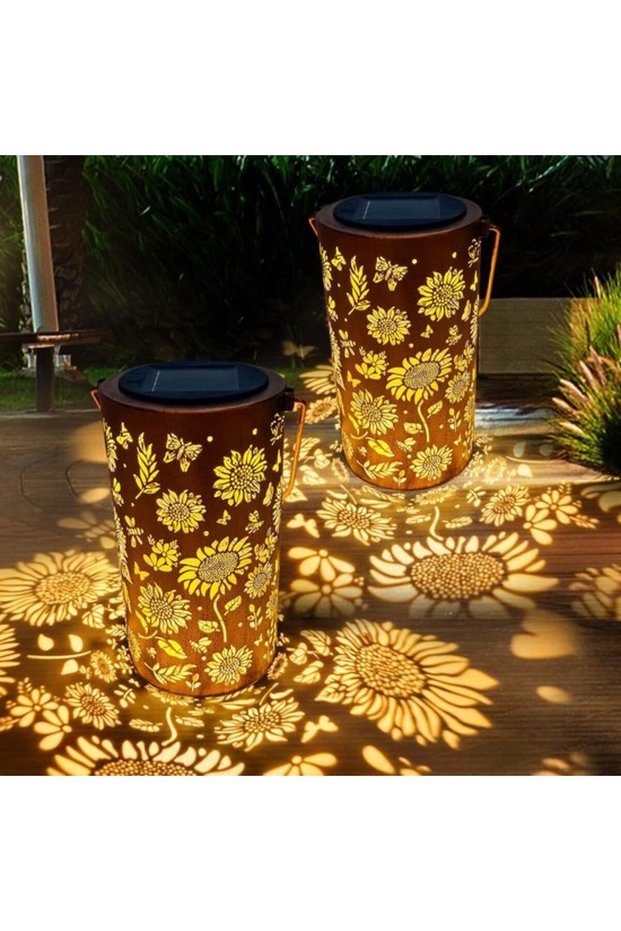 LED Solar Garden Lights 2 Sunflower Pendant Fixtures Waterproof Outdoor for Patio Yard Decor Mother's Day Gift