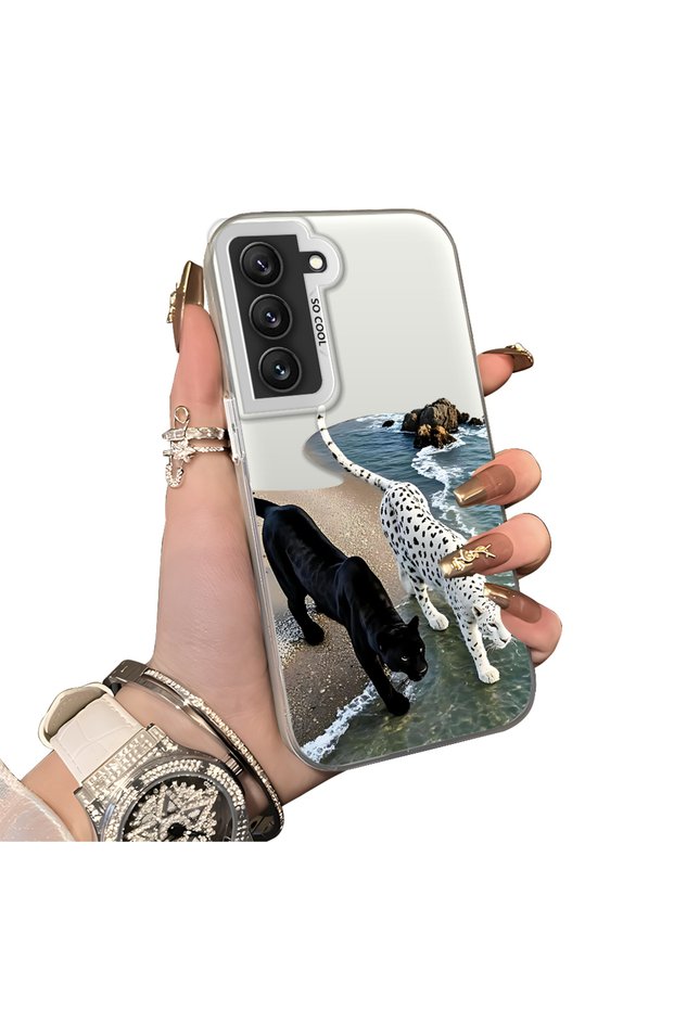 Samsung Galaxy S22 Compatible Hard Acrylic Back Silicone Edge Lens Protection Case
