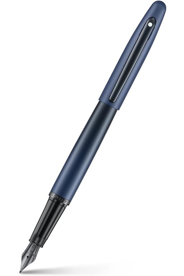 VFM Fountain Pen | E9429 Matt Blue with Black Trims with PVD | Medium Nib with Converter | Premium Fountain Pen