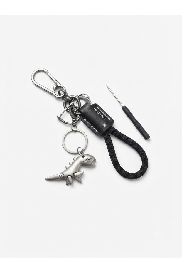 Functional Metal Dinosaur Car Keychain