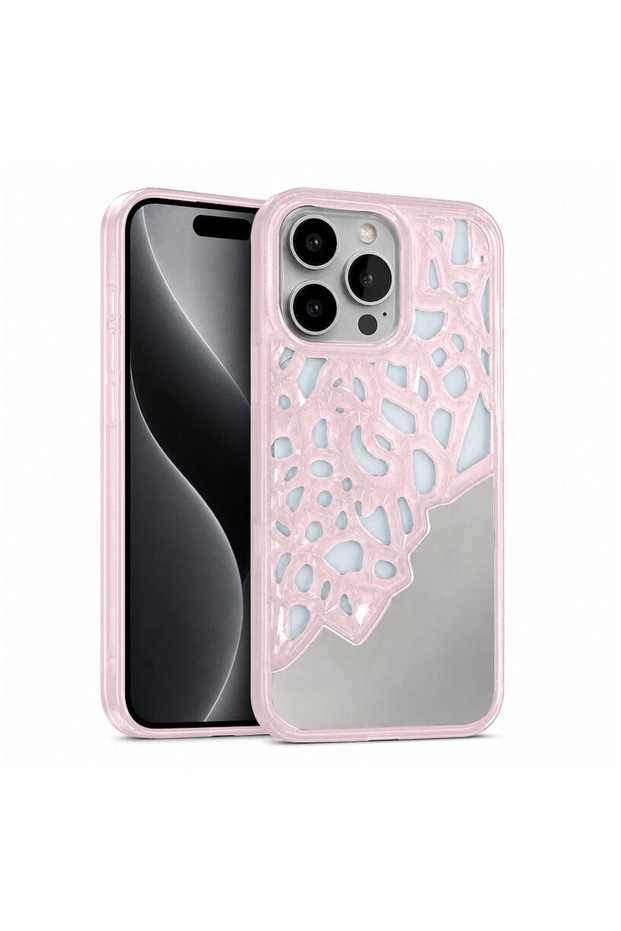 Apple iPhone 12 Pro Max Compatible Case Lace Mirror Silicone Case Rose Gold