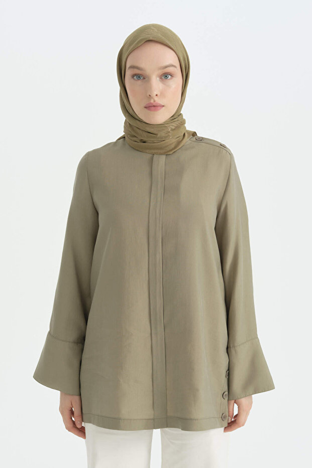 Logo Pattern Naia Cotton Scarf - Olive