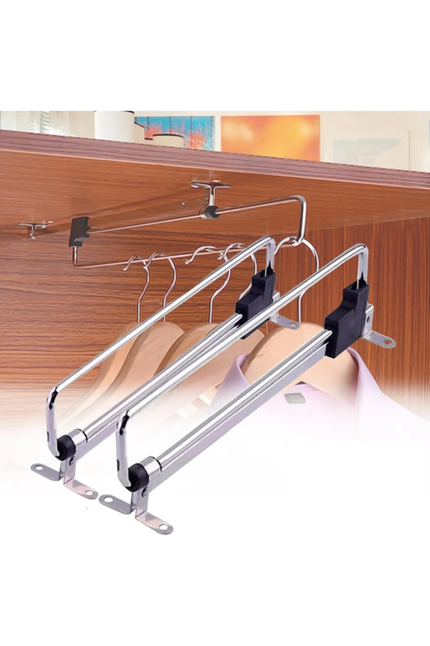 Two-piece extendable clothes hanger set, 30-55cm, Extendable clothes rod for wardrobes