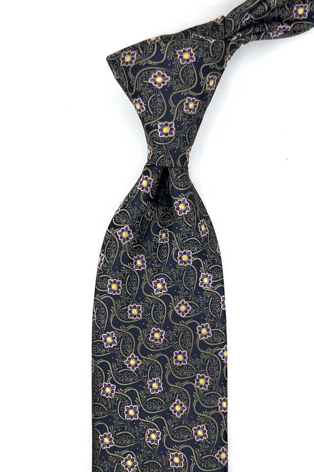 Black Coffee Motif Pattern Classic Tie with Handkerchief Kk13885