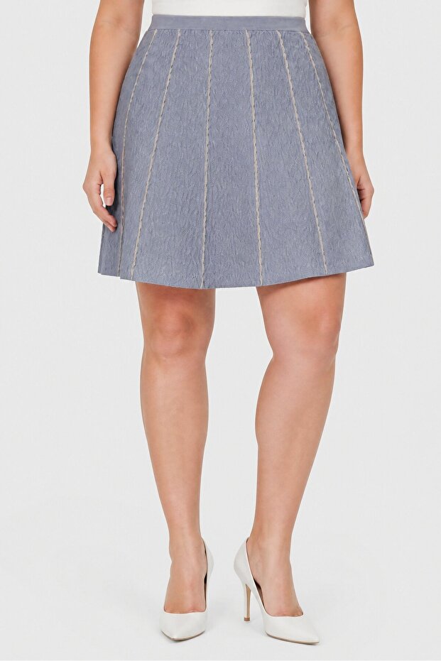 Women Textured Mini Skirt, Sage Blue