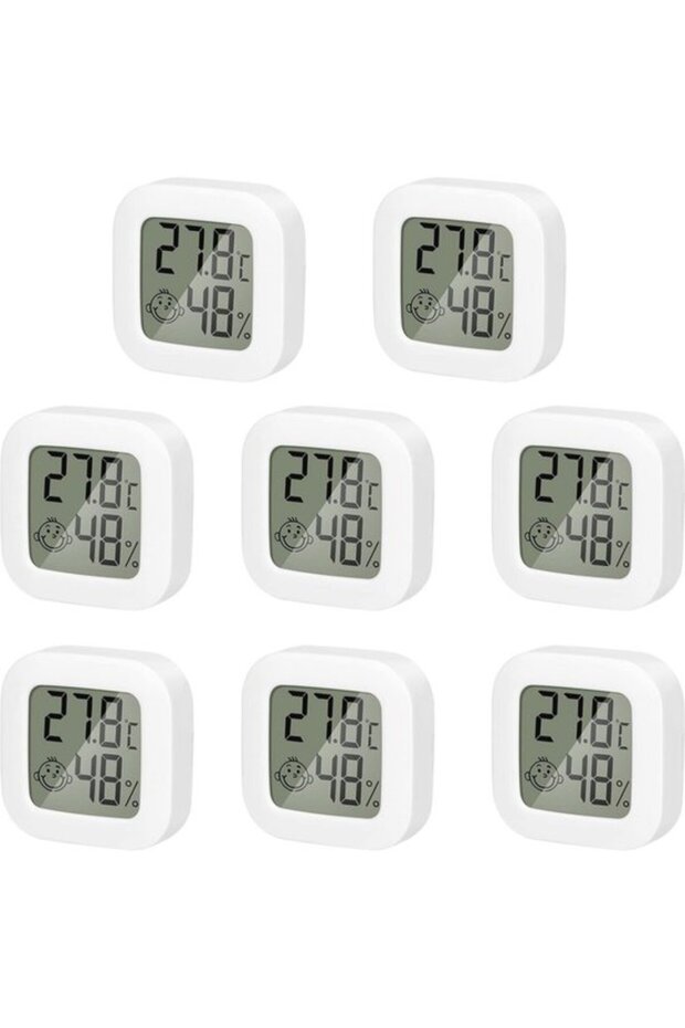 8-Piece Mini LCD Digital Indoor Thermometer and Hygrometer - Ideal for Baby and Children's Rooms, Office, Living Room, and Refrigerator