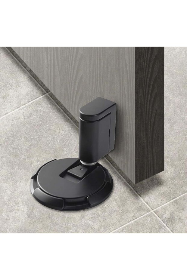 Mechanical floor-standing doorstop, height Adj., For doors w/a gap height of no more than 3/4 inch (approx, 1.9 cm), non-magnetic, black