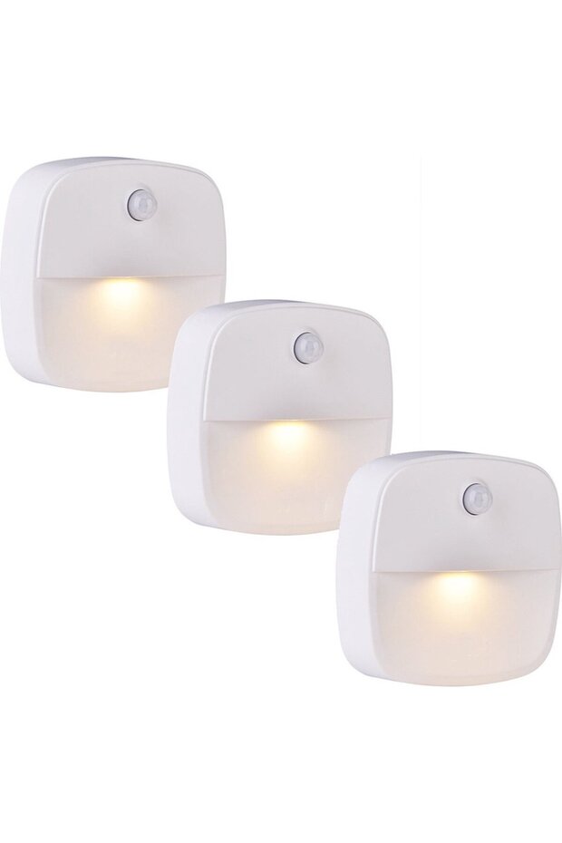 Night Light Set, 3-Piece Pack with Day/Night Sensor, Wireless Battery-Powered LED Cabinet and Staircase Lights