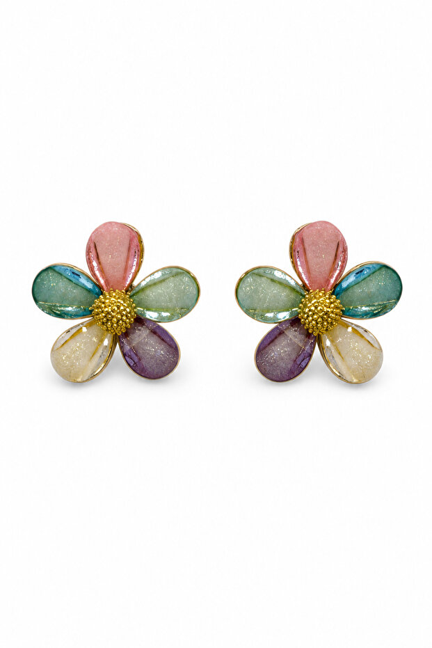 Colorful Floral Design Bijoux Stud Earrings - Stylish and Vibrant Look