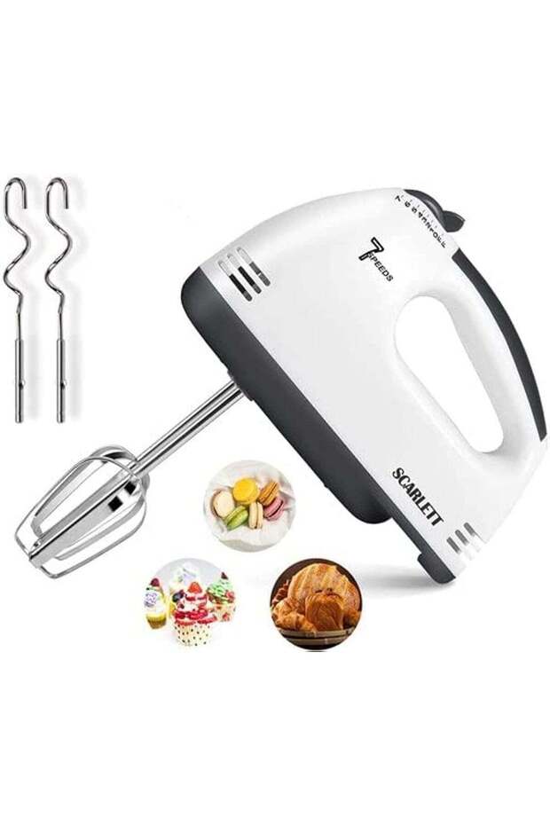 Electric Hand Mixer HE-133 – 260W 7-Speed Handheld Mixer with Stainless Steel Beaters & Dough Hooks, Lightweight Kitchen Mixer for Baking, Whipping, Mixing & Dough Preparation