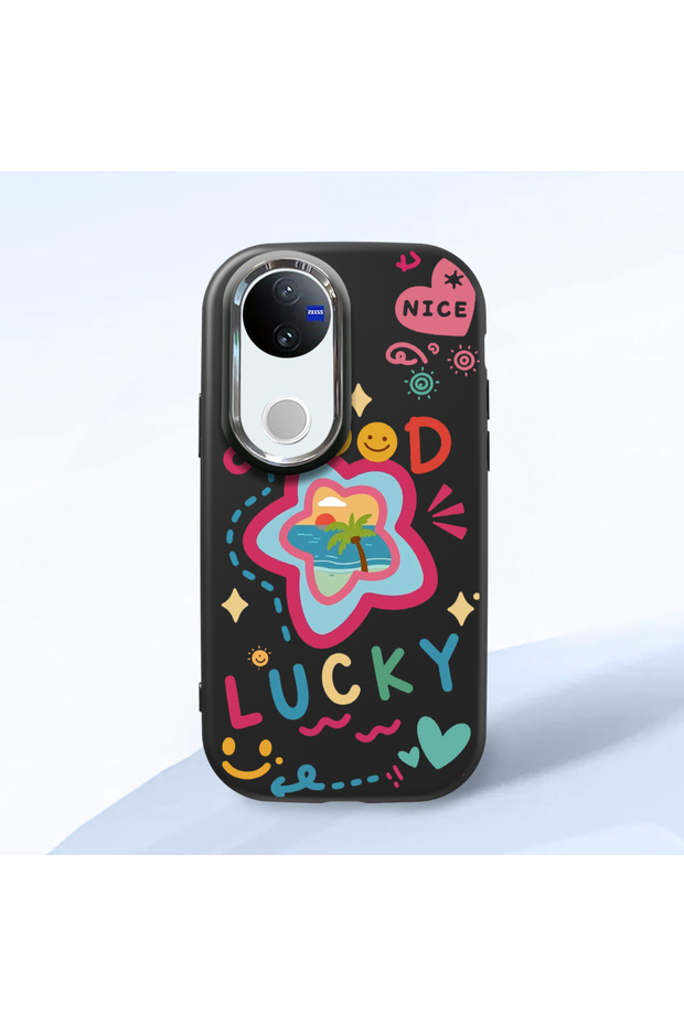 Vivo V50 Compatible Case Camera Protector Black Silicone Couple Phone Case Heart Pattern