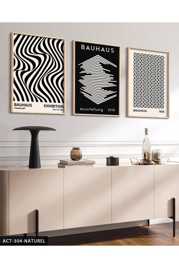 Bauhaus 3 Piece Wooden Framed Painting Act