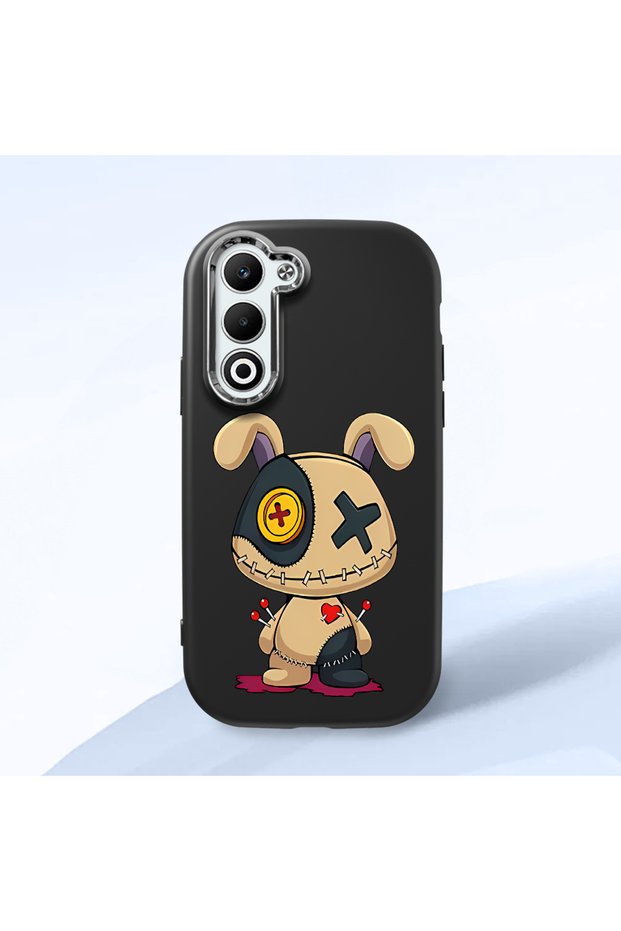 Oppo A5 Compatible Case Camera Protector Black Silicone Couple Phone Case Character Patterned
