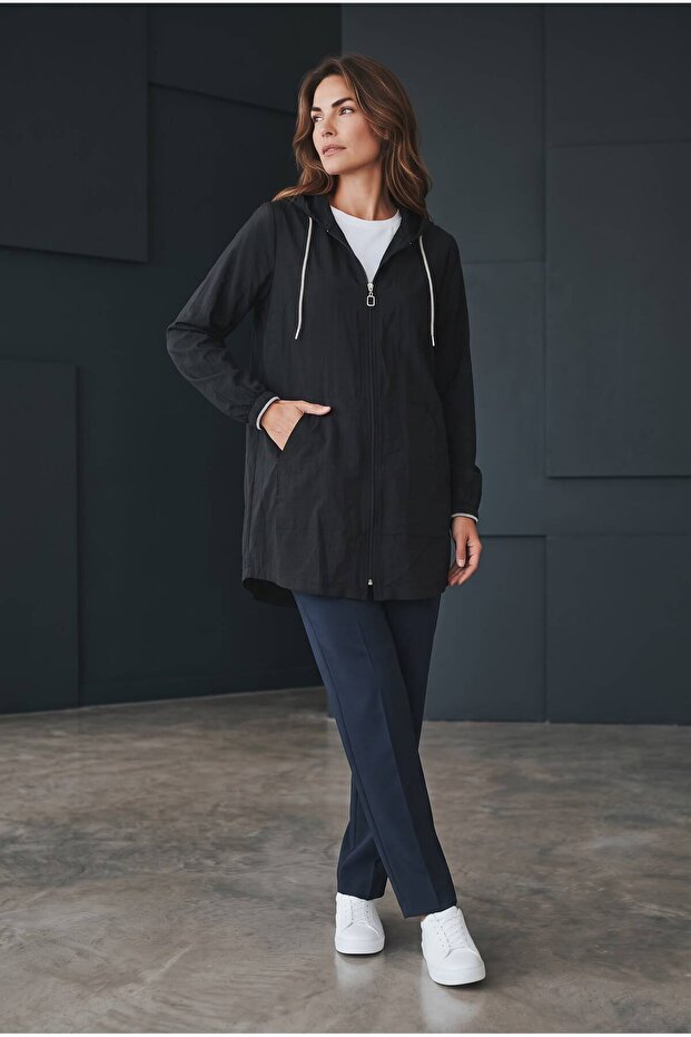 Hooded Pocketed Linen Cardigan