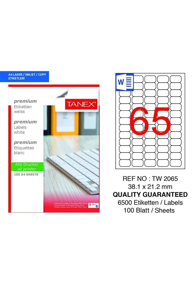 تانكس TW-2065 38,1x21,2 ملم 100 قطعة ملصق ليزر
