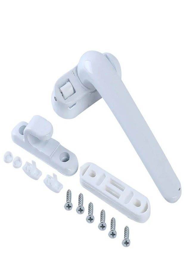 White Right Universal Casement Window Handle Door Handles Wheel Lock with Buckle Aluminum Alloy Turn
