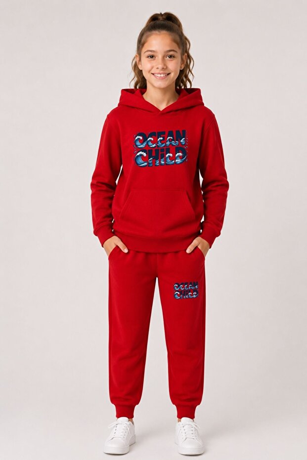 Busekids New Season Printed Hooded Children's Tracksuit Set