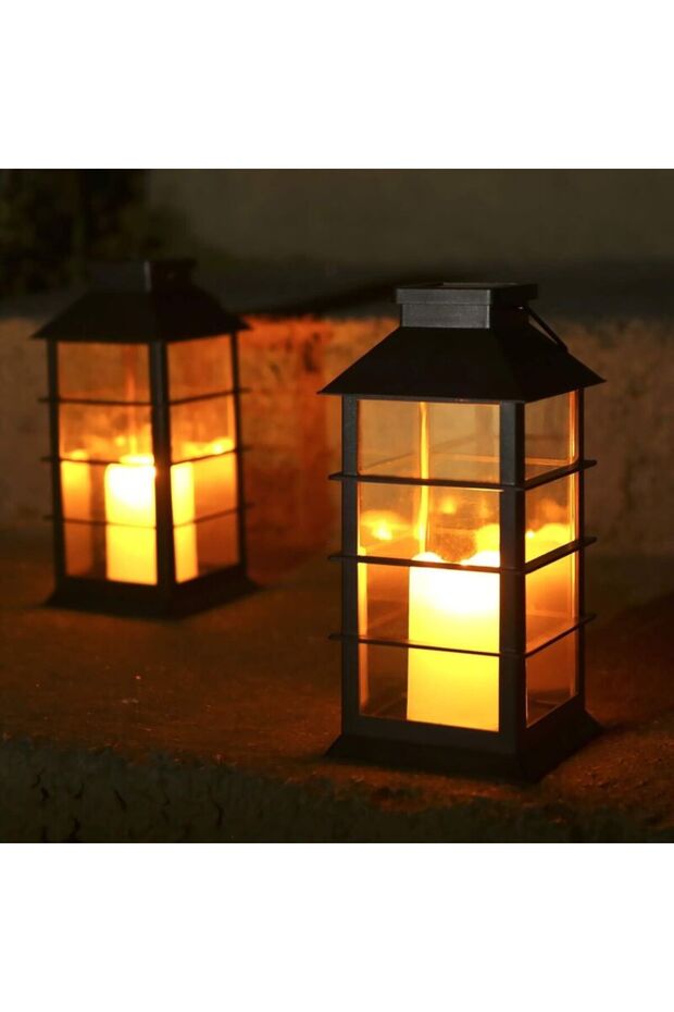 2 solar lanterns with lighting effects.