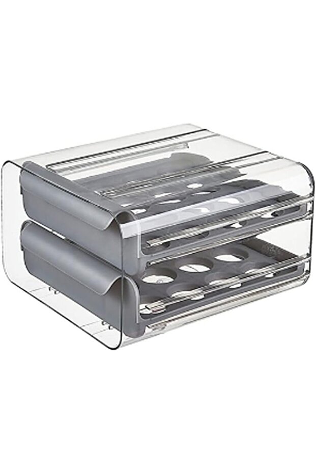 Organizer Box, Transparent Plastic Egg Storage Box Anti-Drop Food Storage Container Refrigerator Dra