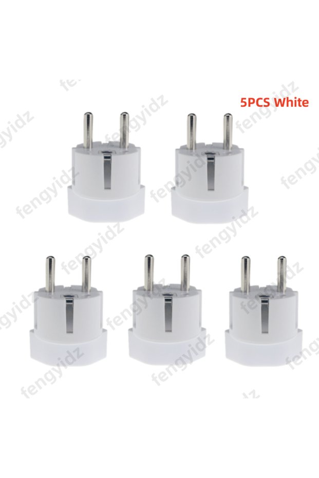 5PCS White Schuko Germany, France Plug Adapter, Ultra Compact Light Weight - Swiss to Russia, South