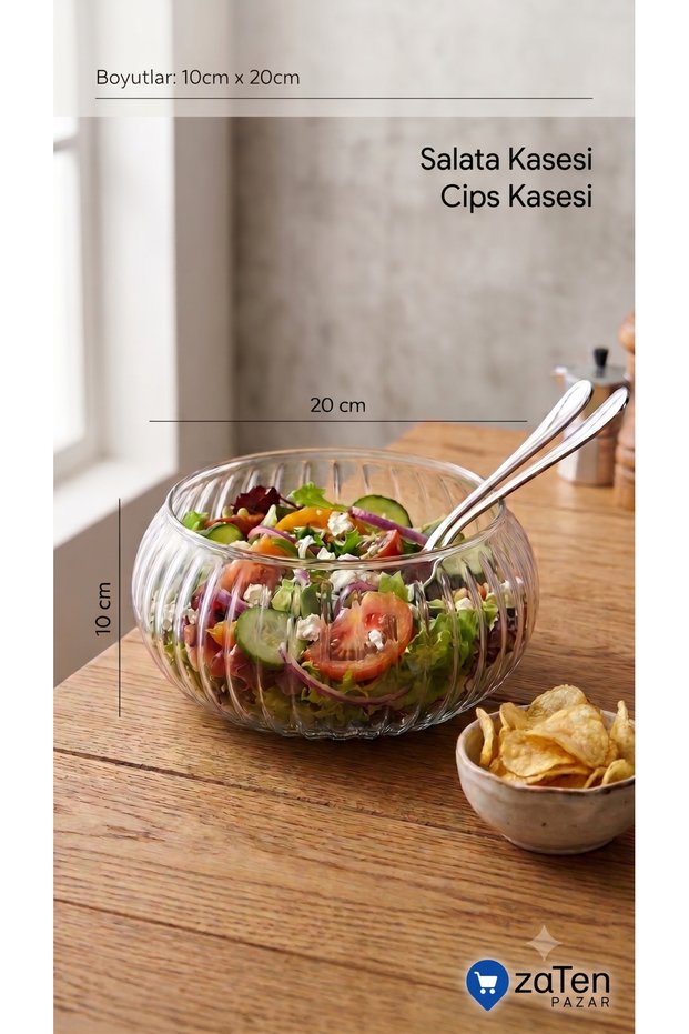 3 Pieces of Salad Glass Bowls Without Legs for Salads and Chips