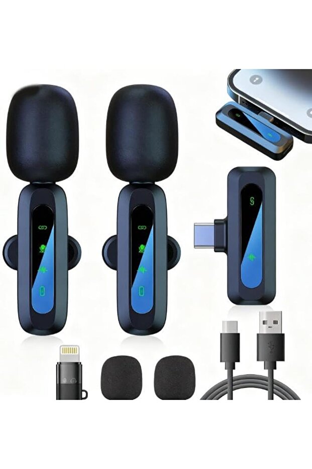 ® Mini Microphone for iPhone Android Camera iPad USB-C, Noise Cancelling, Mini LED Lapel