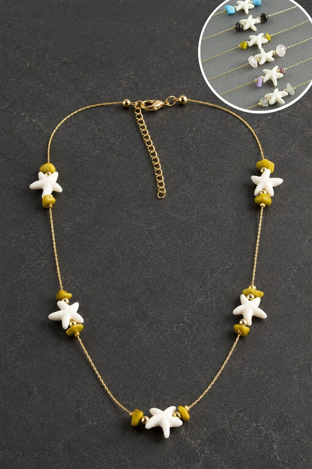 Starfish Cracked Natural Stone Necklace