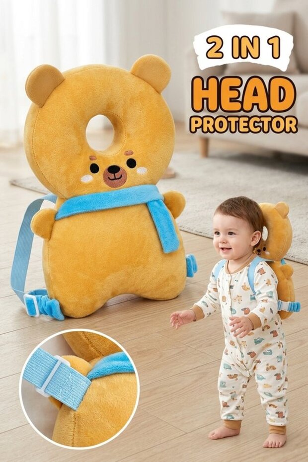 1 Cotton Anti Bump Head Back Protector Backpack Crawling Walking Adjustable Breathable Soft
