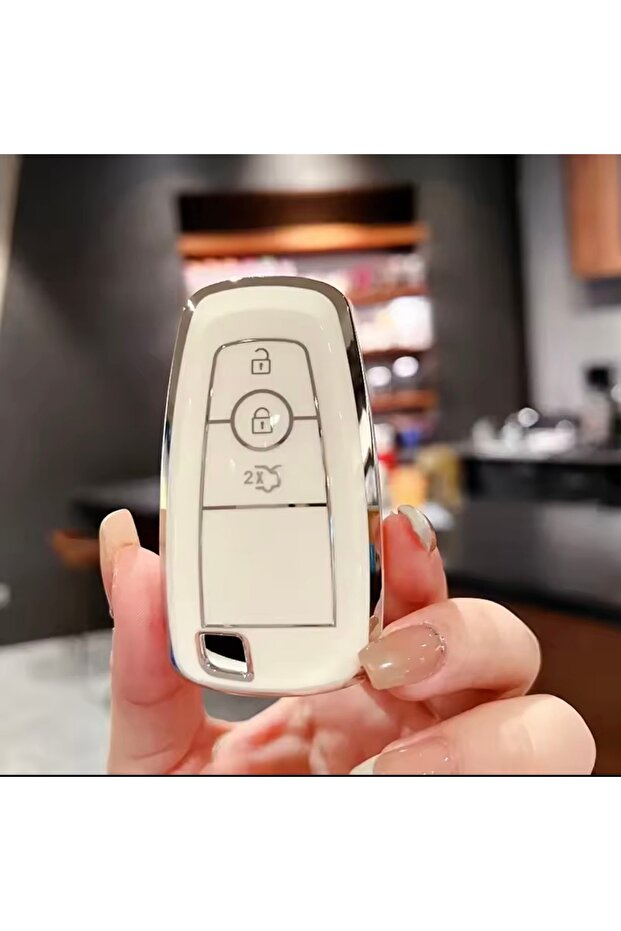 Ford C-Max S-Max Glaxy Key Case Cover White Silver