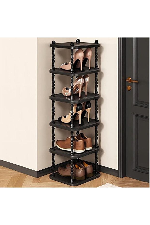 Vertical 6-Tier Shoe Rack, Narrow Freestanding Organizer for Small Spaces, Stackable & Space-Saving