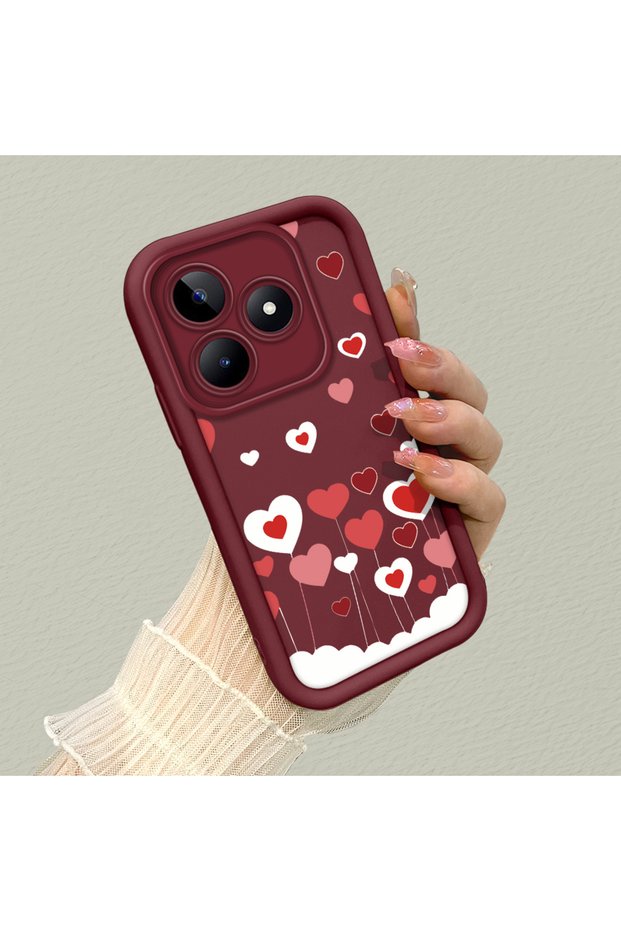 Realme Note 50 Compatible Colorful Heart Balloon Patterned Silicone Case, Stylish Impact Protection