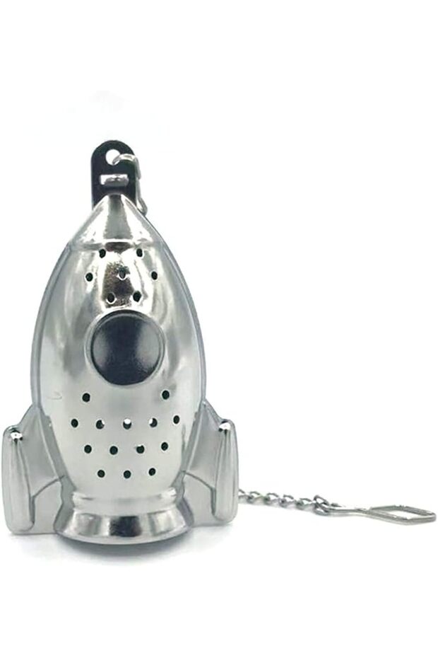 Rocket Shaped Stainless Steel Tea Infuser, Loose Leaf Tea Strainer with Fine Mesh and Chain, Reusabl