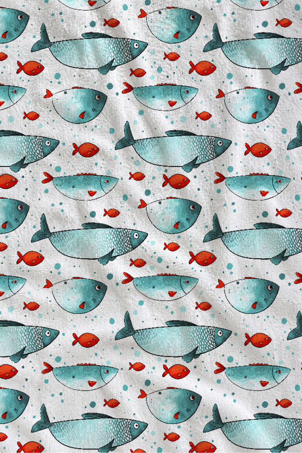 Mint Ground Shark Patterned 70X150 Beach Towel - Digital Printed Bath Towel
