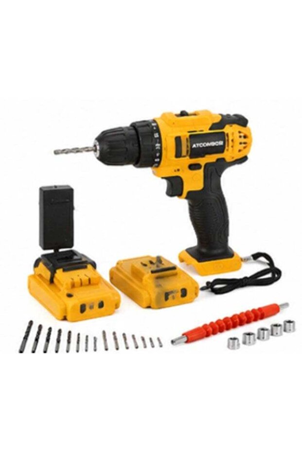 Cordless Electric Drill & Driver Set with 2 Rechargeable Batteries, Drill Bits, Screwdriver Bits & Accessories